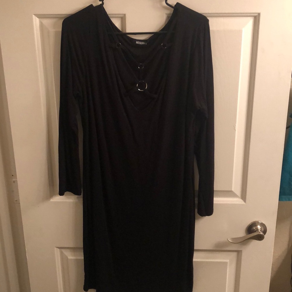 Missguided black cage front dress size 16